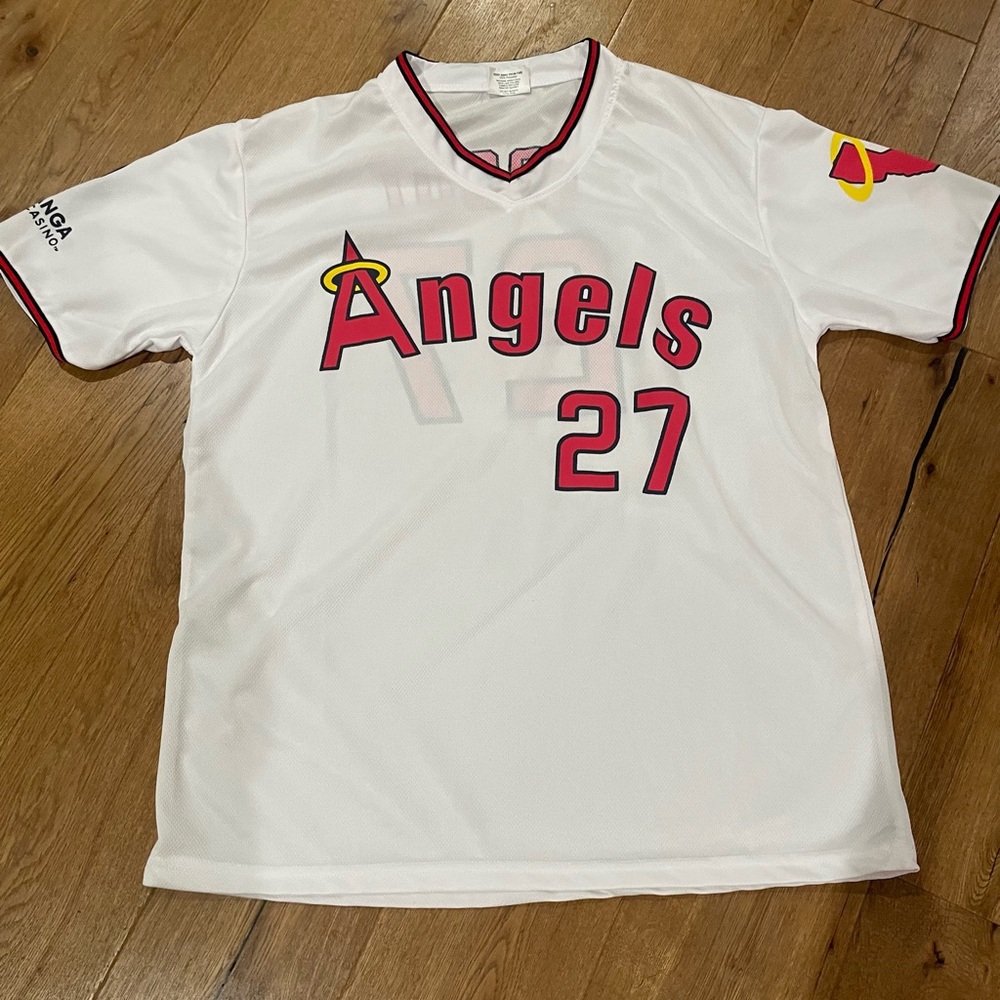Angels 27 Trout White Mesh Jersey